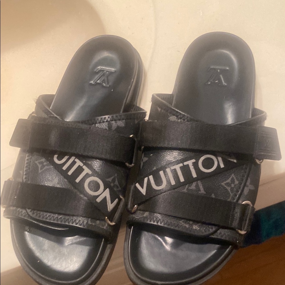 Louis Vuitton Black Slide Sandals